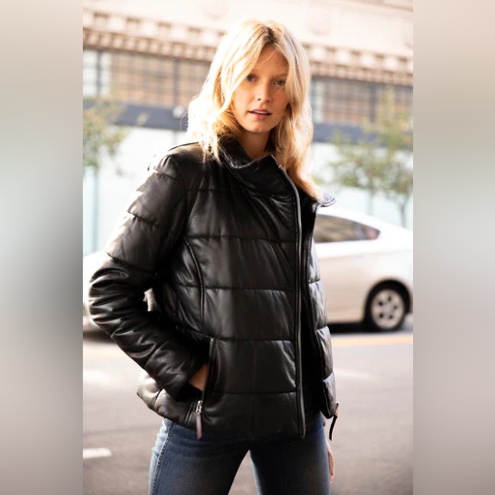 NWT MAURITIUS Women's RENA soft lamb leather puffer jacket Small - Picture 2 of 16